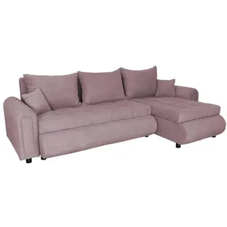 FORNIRO 24 Romeo Ecksofa 232x143x80cm Rosa Wohnzimmer Couch Schlafsofa