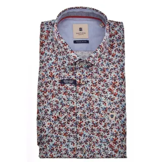 Hatico Kurzarmhemd – Casual- und Businesshemd – Regular-Fit mit Print blau M