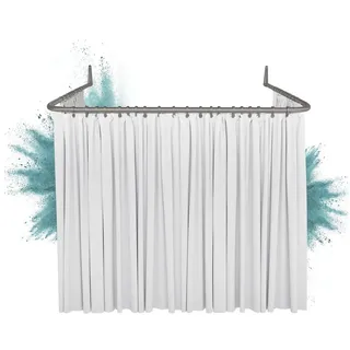 Erica Duschvorhangstange Winkelstange Dusche 85x95x85 cm, Duschstange für Vorhang, Pulverbeschichteter Stahl, 100% Rostfrei grau
