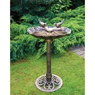 Vogeltränke mit Bronze-Effekt, Austernschale, Tischklammer, Gartendekoration, Standfuß