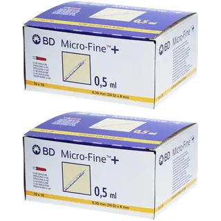 BD Micro-Fine+ Insulinspr.0,5 ml U40 8 mm 2x 2x100x0,5 Spritzen