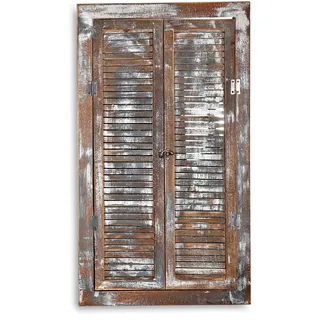 Wandspiegel Deko Spiegel + Fensterladen Shabby Holz Spiegel Rundbogen Landhaus