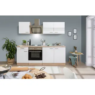 Economy Küchenzeile KB210ESWS 210 cm Weiß-Eiche Sägerau
