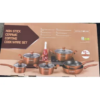 Royalty Line Topfset 10 Teilig  Kupfer / Braun Antihaft-beschichtet Induktion