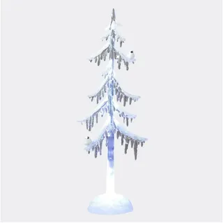 formano LED Dekolicht Weihnachtsbaum Acryl 25cm Dekobaum mit Licht & Vogel Herbst Winterdeko, LED fest integriert