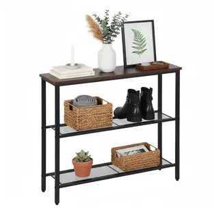 Relaxdays Konsolentisch 75 x 80 x 23 cm braun/schwarz