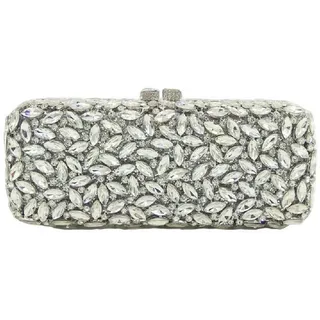 Boutique De FGG Elegante Kristall Clutch-Taschen Damen Abendhandtaschen Hochzeit Strass Clutches Geldbörse Partytasche,Mini,Silber - S