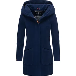 Marikoo Damen, Mantel Trenchcoat Wintermantel Übergangs Jacke Parka Lang B819 [B819-Maik-Navy-Gr.L] - L