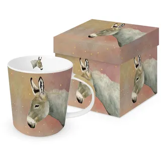 PPD Tasse Weihnachten Esel mit Sterne aus Porzellan. Motivtasse für den gedeckten Tisch und als Geschenk 0,4L x H10,5cm