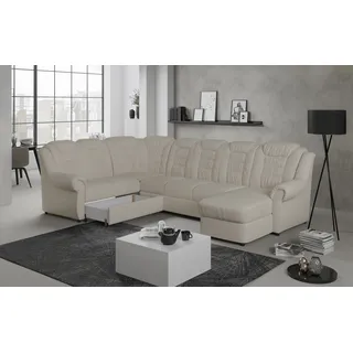 Wohnlandschaft HOME AFFAIRE "Boston U-Form" Sofas Gr. B/H/T: 333 cm x 102 cm x 216 cm, Chenille, langer Schenkel links-Recamiere rechts-Bettfunktion rechts, Mit Bettfunktion-mit Schubkasten, beige Wohnlandschaften Gemütliche Wohnlandschaft mit hoher Rückenlehne in klassischem Design