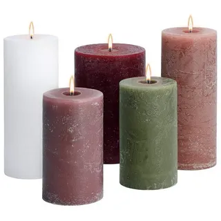 Mirabeau Stumpenkerze Kerze 5er Set Panagra creme/rosa/grün (5er Set, 5er Set), none beige|grün|rosa