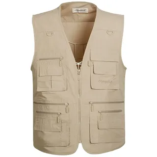 Hwalleum Herren Outdoor Beiläufig Weste, Herren Sommer Leicht Atmungsaktiv Mehrzweck Draussen Weste Multi-Taschened Schnelltrocknend Anglerweste Fotografie Wandern Gilet Ärmellos Arbeiten Vest - L