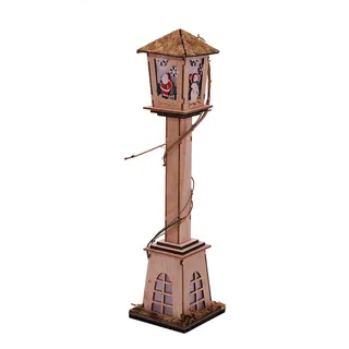 Spetebo Weihnachts Deko Holz Laterne beleuchtet mit 5 LED - 42 cm - Wegleuchte Stehlampe Standleuchte klein mit Schneemann und Weihnachtsmann Motiv