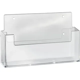 Wandprospekthalter, Polystyrol, transparent, Taymar 1 x A5 + 1/3 A4  | Querformat, PS