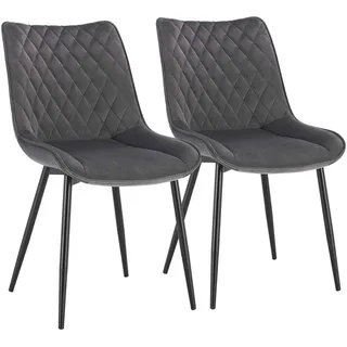 Woltu Esszimmerstuhl Samt grau 2er Set