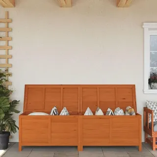 IKAYAA Gartenbox Holz Auflagenbox Kissenbox Aufbewahrungsbox mit Deckel Kissentruhe Gartentruhe Auflagentruhe Garten Holztruhe Aufbewahrungstruhe Massivholz Tanne-Hellbraun-198.5 x 50 x 56.5 cm
