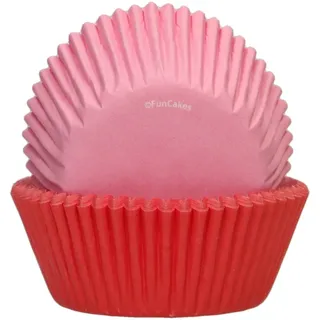 FunCakes Baking Cups Cupcake- und Muffinförmchen, Pink/Red, 48 Stück | Für Muffins und Cupcakes, Fettdicht, Hergestellt aus hochwertigem Papier, Lebensmittelqualität, 5 cm Durchmesser, 3,2 cm Höhe