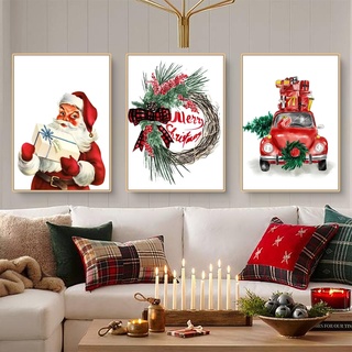 Trayosin 3er Weihnachts-Poster Set, Modern Weihnachtsmann Bilder, Winter- Print Kunstposter, Wandkunst Wandbilder Wanddeko für Wohnkultur, Ohne Rahmen (A,50x70cm)