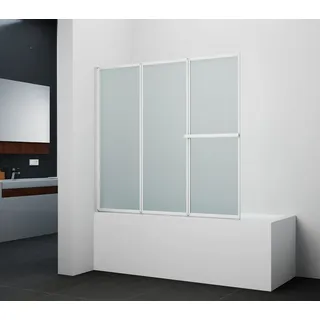 Marwell Badewannenfaltwand MARWELL White Light - 3-flg, 130x120cm - Duschabtrennung aus Klarglas - Weiß