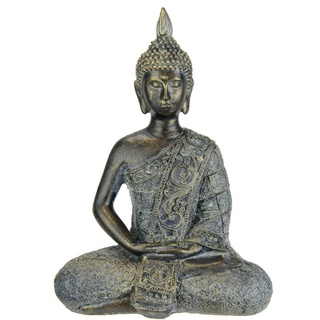 I.GE.A. Dekofigur Buddha Figur sitzend meditierend Statue Figuren Skulptur (1 St), Garten-Figur Wohnaccessoire braun|grau