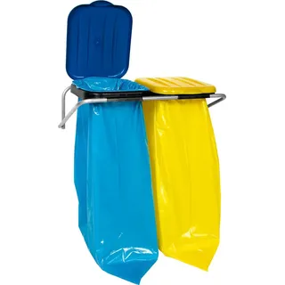 Wandmontierter Abfalltrennhalter, 2 Farben - 120-Liter-Säcke - Gelb/Blau