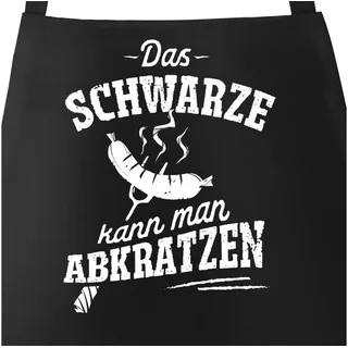MoonWorks Grillschürze Grill-Schürze für Männer mit Spruch Das Schwarze kann man abkratzen Spruch lustig Grillen Baumwoll-Schürze Küchenschürze Moonworks®, mit kreativem Aufdruck schwarz