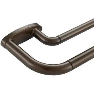 Mayrhyme Doppelte Gardinenstange, dunkle Bronze, Raumverdunkelung, 71,1-121,9 cm, verstellbar, 1,9 cm vorne und 1,6 cm hinten, hochwertige Metall-Fenstervorhangstange, Wickeldesign