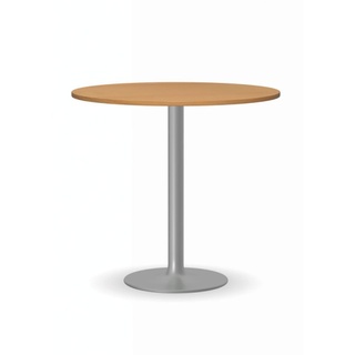 Konferenztisch rund, Bistrotisch FILIP II, Durchmesser 80 cm, graue Fußgestell, Platte Buche