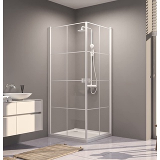 MARWELL Glasdusche Clean Line 90 x 90 x 200 cm – Eckdusche in modernen Design - Duschkabine mit hochwertigen Aluminiumprofilen in matt weiß