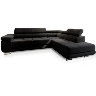 Masseno Ecksofa, Schwarz, Holzwerkstoff, 5-Sitzer, L-Form,L-Form, 275x202 cm, Wohnzimmer, Sofas & Couches, Wohnlandschaften, Ecksofas