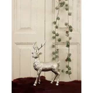 Hirsch "Viktor" - silber - Polyresin - 21 cm - Dekohirsch - Herbst Weihnachten