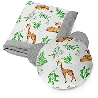 KOSPU Bettwäsche-Set Kissen und Decke für Kinder und jüngere Teenager, Baumwolle und Velours-Stoff, Füllung aus 100% Polyester, Schlafdecke 135 x 100 cm, Bärchen-Schlafkissen Æ50 cm