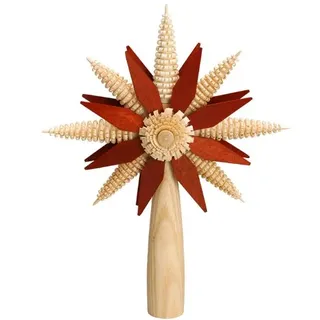 Rudolphs Schatzkiste Christbaumspitze mit Ringelbäumchen Rot/Natur Ø 21cm NEU Christbaum Weihnachtsbaum Baumbehang Baumschmuck Weihnachtsschmuck Baum Dekoration Seiffen Erzgebirge Holz Weihnachten
