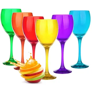 Sendez Weinglas Weingläser 300ml im 6er-Pack Mix Weinglas Rotweingläser Weißweinglas, 6-tlg., Glas bunt