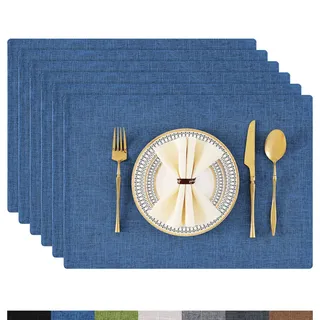 Homaxy Tischsets Abwaschbar 6er Set, Stoff rutschfest, Blau