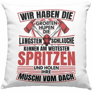 Trendation Dekokissen Trendation - Feuerwehr Spruch Geschenk Kissen Feuerwehrmann Geschenkid blau