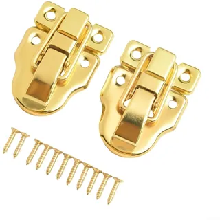 Eisenverschluss-Set für Schmuckkästchen, 2 Stück, Knebelverschluss für Vintage-Dekor (Gold)