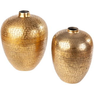 Invicta Oriental Vase (2er Set) 33 cm / 27 cm - Gold Hammerschlag - 40382 (VPE: 2 Stück)