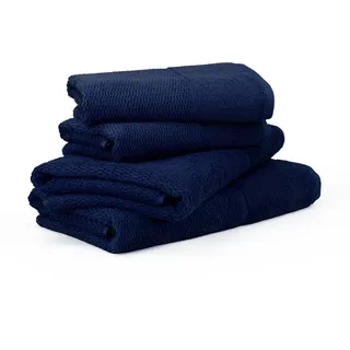 Möve for frottana Handtuch Set Pearl, Walkfrottier (Set, 4-St), Set: 2x Handtuch 50/100 und 2x Badetuch 67/140cm blau