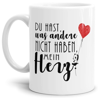 Liebes-Tasse Du hast, was andere nicht haben, mein Herz - Partner-Tasse mit Panda/Pärchen/Liebe/Love/Herz/Mug/Cup/Weiss