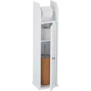 Relaxdays Toilettenpapierhalter stehend, schmal, für 5 Ersatzrollen, Bad Seitenschrank, MDF, HBT 78,5 x 20 x 18 cm, Badaccessoires
