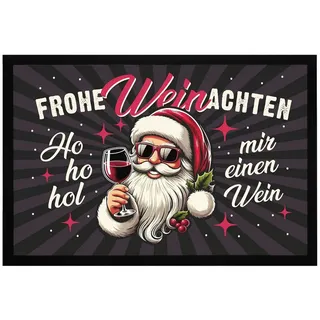 MoonWorks Fußmatte Fußmatte Weihnachten mit Spruch HoHo Hol mir einen Wein, rechteckig schwarz