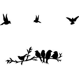 Wallxpert, Wanddeko, Vögel (9 x 9 cm, 13 x 13 cm, 68 x 22 cm, 15 x 10 cm)