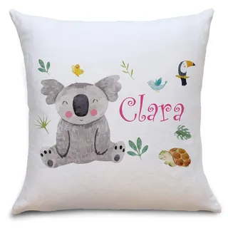 OWLBOOK® Koala Bär Kissen | Personalisierte Geschenke Konfirmation Jugendweihe Kommunion Firmung Einschulung Geburt Baby Kind | Geburtstagsgeschenke Ostergeschenke für Kinder | Polster m.Füllung