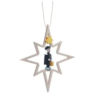 Christbaumschmuck Christbaumschmuck Holzstern mit Kurrendesänger / Stern ø 10 cm NEU bunt