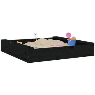 vidaXL Holzsandkasten mit Sitzen Schwarz
