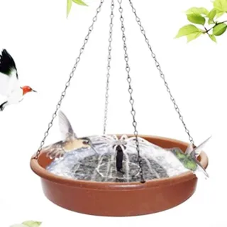 Solar Springbrunnen Wasserfutterspender Hängende Vogeltränke Solar Springbrunnen Garten Vogeltränke Rund Schwimmer für Garten, Innenhof, Rasen, A