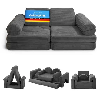 BestLivings Kindersofa modulares Spielsofa 11-teilig Schaumstoff grau