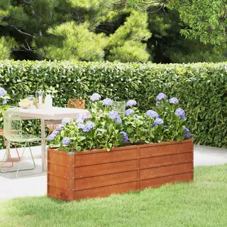 IKAYAA Hochbeet Rostig Hochbeete Für Garten Hochbeet Metall Pflanzkasten 160 x 40 x 45 cm Hochbeet Balkon Blumenkasten Balkon Hochbeet Cortenstahl Komposter Garten Hochbeete-Kit