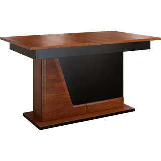 Ausziehbarer Küchentisch 140x90 cm teilmassiv, Ausziehbar auf 230, Farbe: Walnuss / Schwarz - Braun